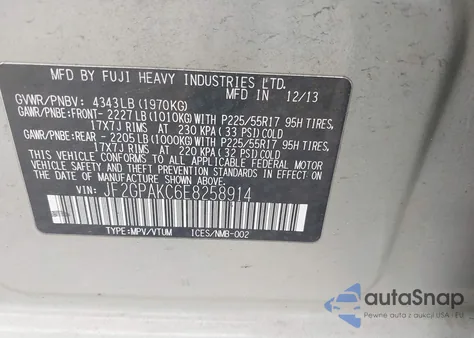 2014 Subaru Xv Crosstrek 2.0I Limited из США, поврежденный, VIN JF2GPAKC6E8258914